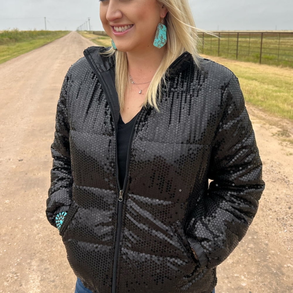 012 SHIMMER ME UP COAT WESTERN COWGIRL PUFFER  SOUTHWESTERN RODEO JACKET